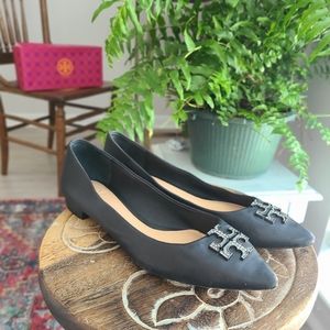 Tory Burch Kellen style Black Leather Flat.